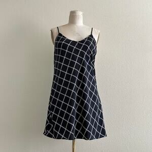handmade black and white plaid sleeveless mini dress